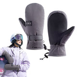Pair of Adult Winter Ski Mittens Snow Gloves Ski Gloves Water-resistant Mittens Grey