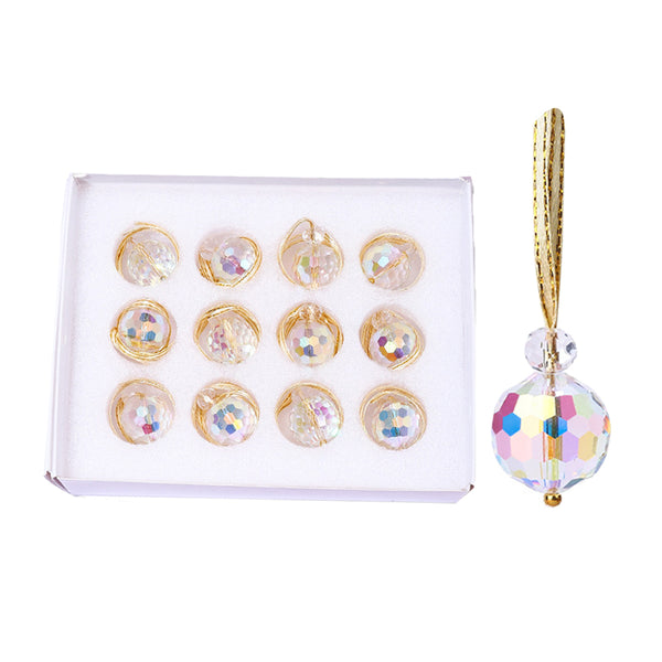 12pcs Glass Sun Catcher Christmas Balls Ornaments Mini Colorful Xmas Tree Decorations Style 2