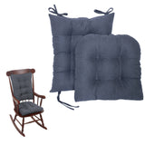 2Pcs Set Non-Slip Rocking Chair Cushion Set with Seat and Back Cushion Dark Gray