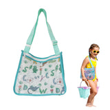 Children Beach Mesh Storage Bag Shell Collection Bag Beach Sand Toy Seashell Bag Green Dinosaur