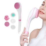 Electric Shower Scrubber Body Brush Rechargeable Bath Brush with Long Handle Pink