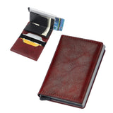PU Leather Credit Card Holder Men's Money Cash Wallet Clip RFID Blocking Purse Dark Brown