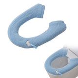 Winter Warm Toilet Seat Cover Elastic Bathroom Closestool Toilet Seat Cover Pad Mat Light Blue