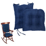 2Pcs Set Non-Slip Rocking Chair Cushion Set with Seat and Back Cushion Navy Blue