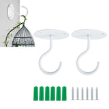 2Pcs Ceiling Swag Hook Metal Plant Bracket Wall Mount for Hanging Plants White