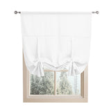 Thermal Insulated Tie Up Window Shade Light Blocking Curtain White