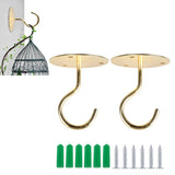 2Pcs Ceiling Swag Hook Metal Plant Bracket Wall Mount for Hanging Plants Gold