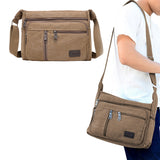 Retro Canvas Shoulder Messenger Bag Crossbody Satchel Travel for Men Coffee