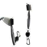 Double Sided Golf Cleaning Brush Club Brush and Groove Brush with Retractable Reel Gray