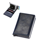 PU Leather Credit Card Holder Men's Money Cash Wallet Clip RFID Blocking Purse Blue