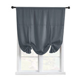 Thermal Insulated Tie Up Window Shade Light Blocking Curtain Dark Grey