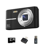 Digital Camera with 32GB TF Card 16X Digital Zoom Auto Focus Vlogging Camera for Students Beginners Black