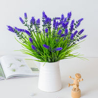 10Pcs Set Artificial Lavender Flowers Fake Plastic Plants Outdoor Home Garden Decor