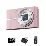 Digital Camera with 32GB TF Card 16X Digital Zoom Auto Focus Vlogging Camera for Students Beginners Pink