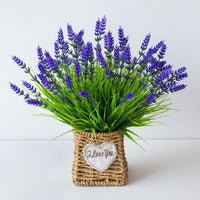 10Pcs Set Artificial Lavender Flowers Fake Plastic Plants Outdoor Home Garden Decor