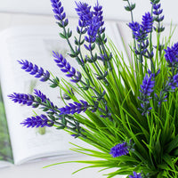 10Pcs Set Artificial Lavender Flowers Fake Plastic Plants Outdoor Home Garden Decor