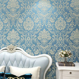 3 Meters Self Adhesive Wallpaper Peel and Stick Non Woven Wall Sticker for Living Room Bedroom Study Kitchen Blue