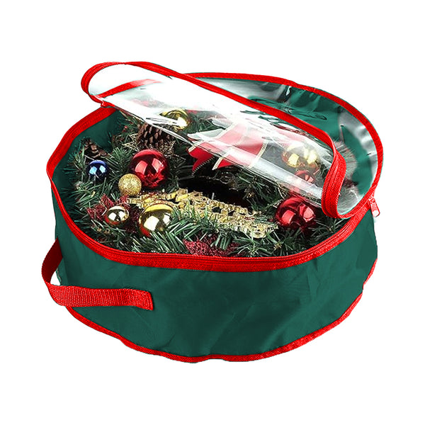 Christmas Wreath Storage Bag Xmas Garland Storage Container Organizer Green