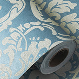 3 Meters Self Adhesive Wallpaper Peel and Stick Non Woven Wall Sticker for Living Room Bedroom Study Kitchen Blue