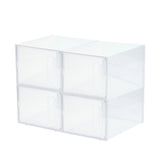 4Pcs Stackable Shoe Storage Boxes with Magnetic Door Clear Plastic Sneaker Organizer White