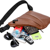 Anti-theft Sling Chest Pack for Men PU Leather Crossbody Shoulder Bag Brown
