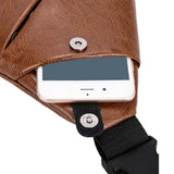 Anti-theft Sling Chest Pack for Men PU Leather Crossbody Shoulder Bag Brown