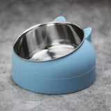 400ml Stainless Steel Tilted Pet Bowl – Non-Slip Raised Feeder for Cats & Dogs Blue