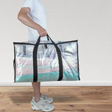 92L Oversized Moving Bag Transparent Christmas Holiday Heavy-Duty Storage Tote