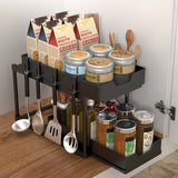 2-Tier Double Sliding Under Sink Organizers Bathroom Cabinet Shelf Organizer Storage Rack Black