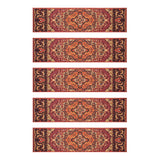 5Pcs Self Adhesive Carpet Stair Mats Washable Stair Runners Red