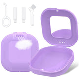 Retainer Case with Mirror and Removal Tool for Mouth Guard Storage Purple