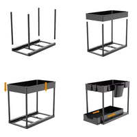 Multi-Purpose Pull-Out Storage Organizers Under Sink Organizers Rack for Bathroom Kitchen Black