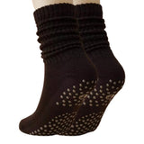 2 Pair Non-Slip Grip Socks for Yoga & Pilates Coffee Brown