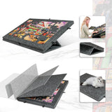 Foldable Puzzle Table with 6 StorageDrawers Portable Felt Jigsaw Puzzle Board for Sorting and Assembly Dark Grey