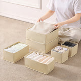 6 Piece Foldable Drawer Bins Nonwoven Organizer 3 Sizes with Zippers Khaki