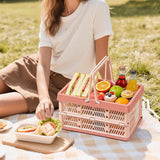 Collapsible Shopping Basket with Handles for Camping Shopping Pink