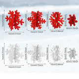 8Pcs 3D Wooden Snowflake Table Decor Christmas Winter Wonderland Centerpiece - Red and White Snowflake
