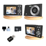 48MP Digital Camera for Beginners 1080P HD Video 16X Zoom Selfie Camera with 32GB TF Card Black