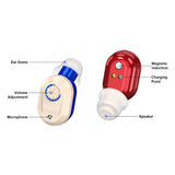 Pair of Invisible Digital Hearing Aids Rechargeable Mini Sound Enhancer Amplifier with Charging Case Style 3