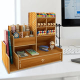 Wood Desk Organizer with Drawers for Art & Stationery Style 3