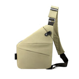 Men Anti-Theft Chest Pack Right Shoulder Sling Bag Travel Sports Crossbody Bag Khaki