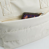 Puffer Tote Bag Quilted Puffy Handbag Lightweight Satchel Bag Beige
