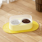 Ceramic Double Bowl Pet Feeding Set with Elevated Stand and Non-Slip Mat Yellow