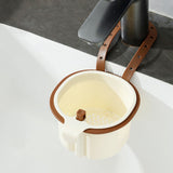 Colander Strainer Skimmer Basket Filter Drain Kitchen Sink Rack with Quick Release Bottom Brown