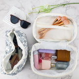 3Pcs Set Travel Makeup Bags Cosmetic Bag Aesthetic Floral Toiletry Organizer Bags Style 1