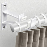 2PCS Metal Support Curtain Rod Pole Wall Bracket Holder Hook Rack White