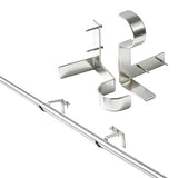 2Pcs Bracket Hang Curtain Rod Holders Single Hook Tap Right Into Window Frame Rod Silver