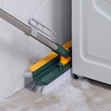 3-in-1 Multifunctional Scrape Cleaning Brush Rotating Corner Floor Scrub Brush with Long Handle White