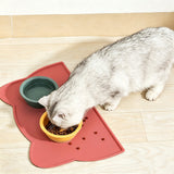 Non Slip Pet Feeding Mat Thick Silicone with Raised Edge Spill Guard Pink