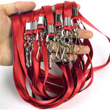 50PCS ID Badge Lanyards Polyester Flat with 360 Swivel Hooks Red